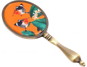 Décoration en métal et verre Oiseau du paradis 20 x 7 cm (Orange)