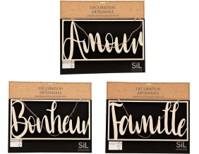 Décoration murale Mots 40 x 20 cm (Lot de 3)
