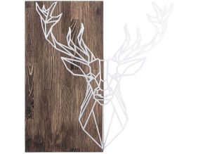 Décoration murale bois et métal Animal (Cerf argenté)
