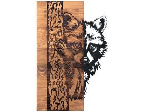 Décoration murale bois et métal Animal (Raton Laveur)