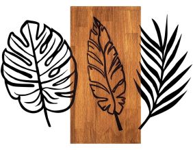 Décoration murale en bois et métal Florale (Triple Leaves)