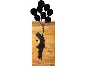 Décoration murale en bois et métal Walnut (Enfant et ballons)
