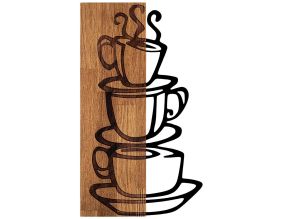 Décoration murale en bois et métal Walnut (Tasses)
