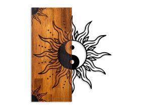 Décoration murale en bois et métal Walnut (Yin Yang)