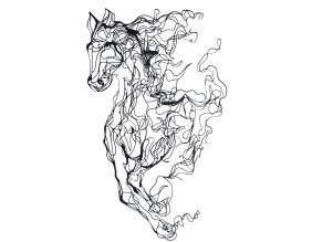 Décoration murale en métal Horse Line Art 41 x 66 cm