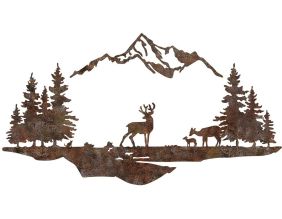 Décoration murale en métal (Montagnes et animaux)