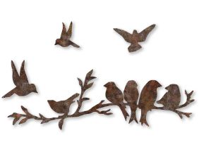 Décoration murale en métal Oiseaux (Oiseaux sur branche (effet rouillé))
