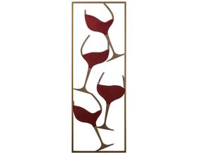 Décoration murale en métal (Verres de vin doré)