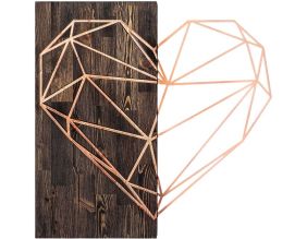 Decoration murale en métal et bois Amour (Cœur cuivré)
