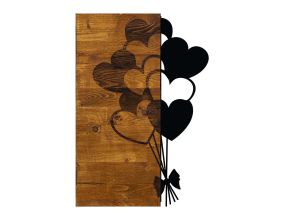Decoration murale en métal et bois Amour (Ballons cœur)