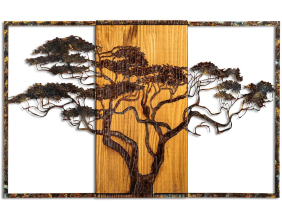 Décoration murale en métal et bois Arbre (Acacia 53 x 38 cm)