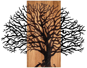 Décoration murale en métal et bois Arbre (Modèle 3)
