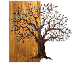 Décoration murale en métal et bois Arbre (Modèle 4)