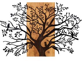 Décoration murale en métal et bois Arbre (Modèle 6)