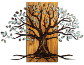 Décoration murale en métal et bois Arbre