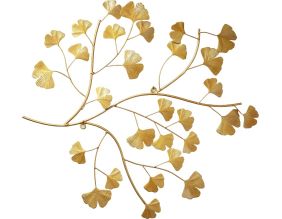Décoration murale en métal doré Ginko