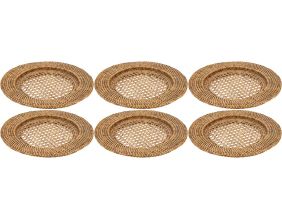 Dessous d'assiette en rotin et cannage (Lot de 6)