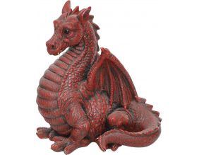 Dragon ailé rouge en résine 51 cm