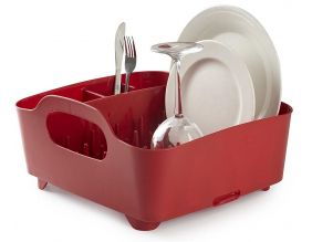 Egouttoir à vaisselle avec poignées de transport (Rouge)