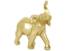 Eléphant en polyrésine dorée Origami 27.5 x 14 x 30 cm