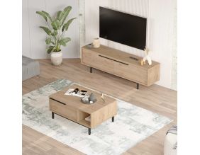 Ensemble meuble TV et table basse en aggloméré et métal Tilly (Marron)