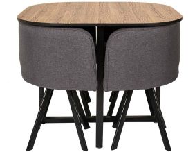Ensemble table carrée et chaises encastrables June