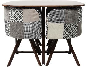 Ensemble table carrée et 4 chaises encastrables Patchwork (Gris)