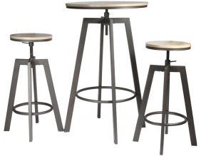 Ensemble table mange debout avec 2 tabourets Aria