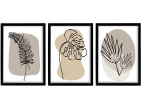 Ensemble de 3 tableaux décoratifs (Feuilles)