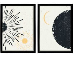 Ensemble de 2 tableaux décoratifs (Planètes dorées)