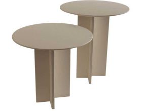 Ensemble de 2 tables d'appoint en aggloméré Leo (Crème)