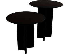Ensemble de 2 tables d'appoint en aggloméré Leo (Noir)