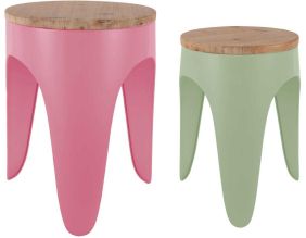 Ensemble de 2 tabourets Double Funky (Rose et Vert)