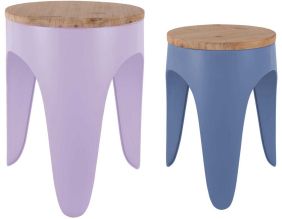 Ensemble de 2 tabourets Double Funky (Violet et Bleu)