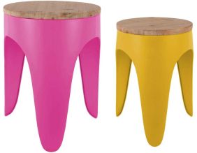 Ensemble de 2 tabourets Double Funky (Rose et Jaune)