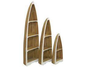Étagère en acajou Barque (Lot de 3)