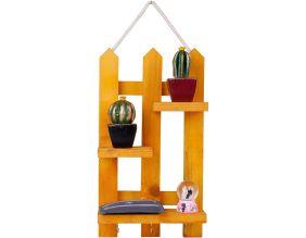 Etagère décorative en bois avec supports à clés Key (Jaune)