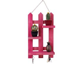 Etagère décorative en bois avec supports à clés Key (Rose)