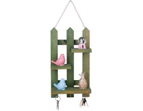 Etagère décorative en bois avec supports à clés Key (Vert)