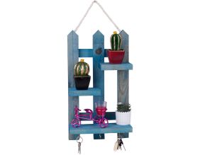 Etagère décorative en bois avec supports à clés Key (Bleu)