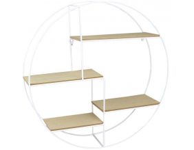 Etagère industrielle ronde en bois et métal 50 cm (Blanc)