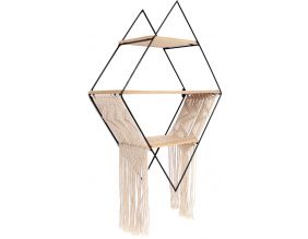 Etagère métal et bois avec macramé