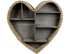 Etagère en en osier et bois Coeur 52 x 50 cm