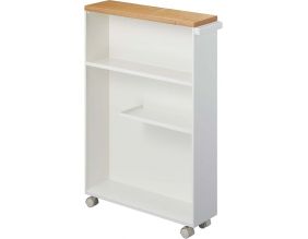 Etagère de toilette sur roulettes métal et bois  Slim (Blanc)