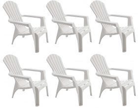 Fauteuil Adirondack en résine polypropylène (Lot de 6) (Blanc)