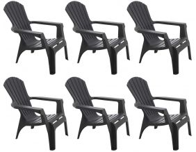 Fauteuil Adirondack en résine polypropylène (Lot de 6) (Anthracite)