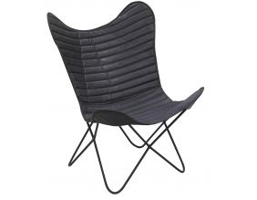 Fauteuil Butterfly en cuir (Noir)