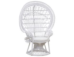 Fauteuil Emmanuelle artisanal en rotin (Rotin laqué blanc)