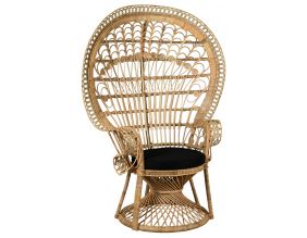 Fauteuil Emmanuelle en rotin Paon (Naturel et noir)