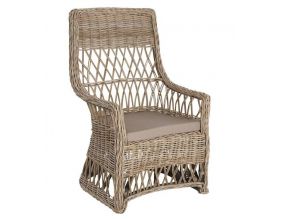 Fauteuil en poelet gris avec coussin en tissu